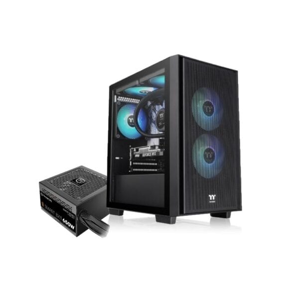 Gabinete TT H16 Micro Tower TG Fan ARGB x3 Black c/Fuente 650W 80 Plus Bronze