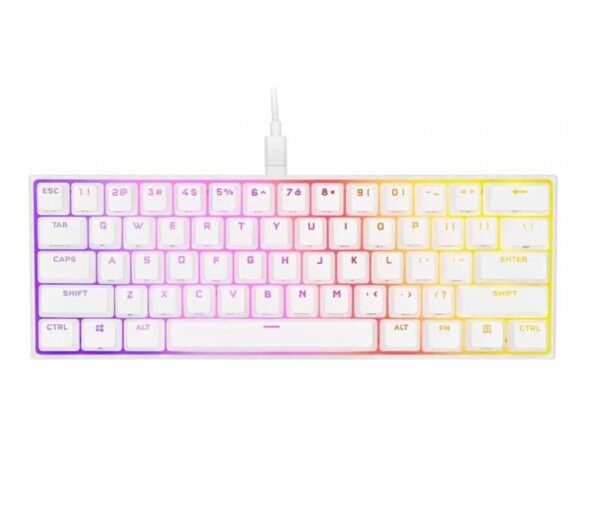 Teclado Corsair K65 RGB Mini 60% Mecanico Cherry MX Speed White