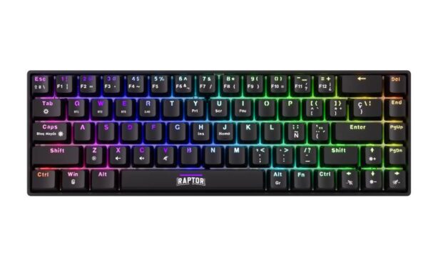 Teclado Raptor Fireclaw M68 Wireless Mecanico Retroiluminado Red Outemu (7336)