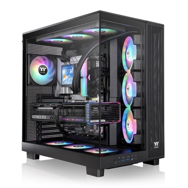 Gabinete TT View 380 XL  Mid-Tower TG x2 Fan ARGB x1 Reverse Fan x3 Black (9675)