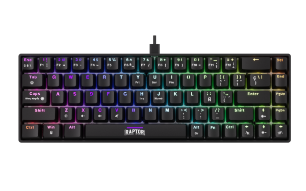 Teclado Raptor Fireclaw M68 Mecanico Retroiluminado Switch Red Outemu (7374)